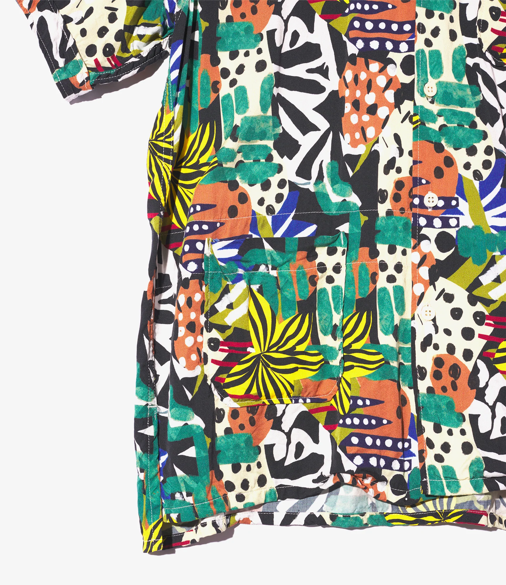 Camp Shirt - Multi Color African Print Patchwork - Image 4