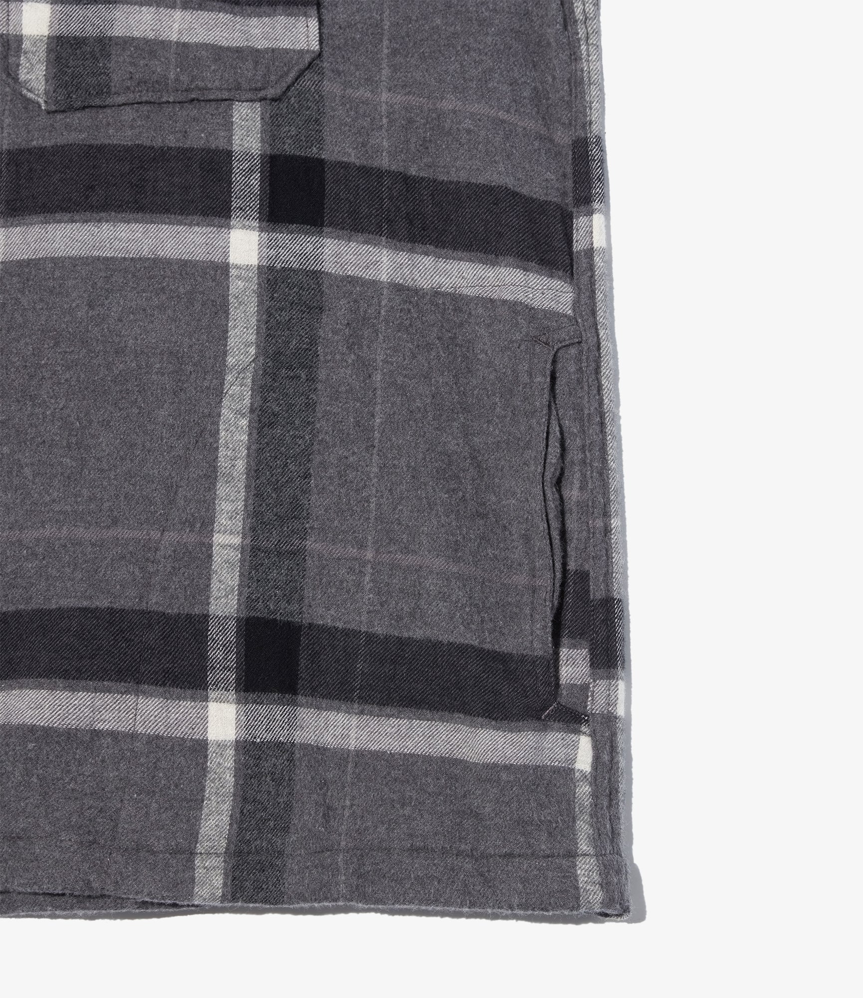 Cagoule Shirt - Grey/Black Cotton Brushed Big Plaid - Image 4