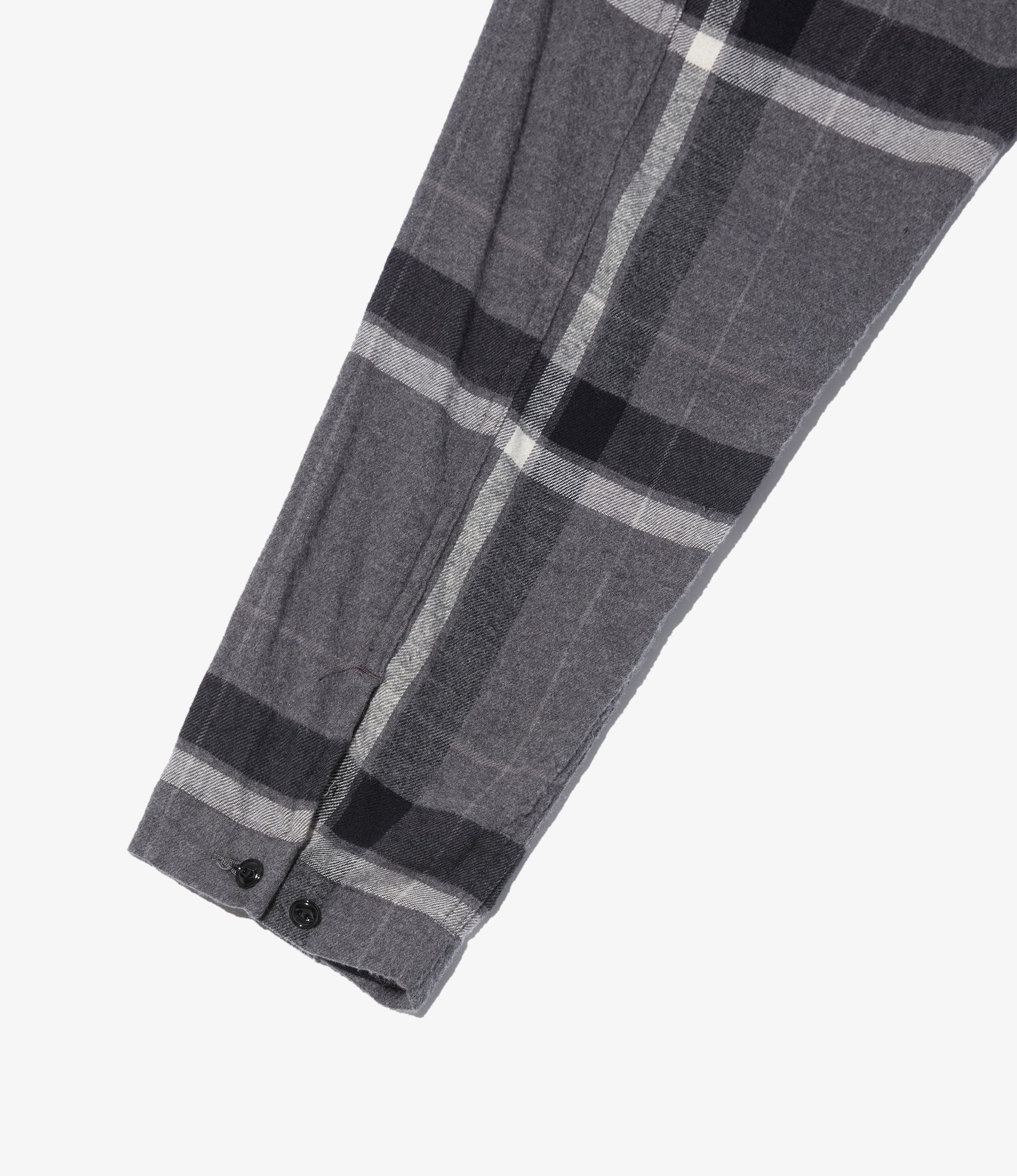 Cagoule Shirt - Grey/Black Cotton Brushed Big Plaid - Image 5