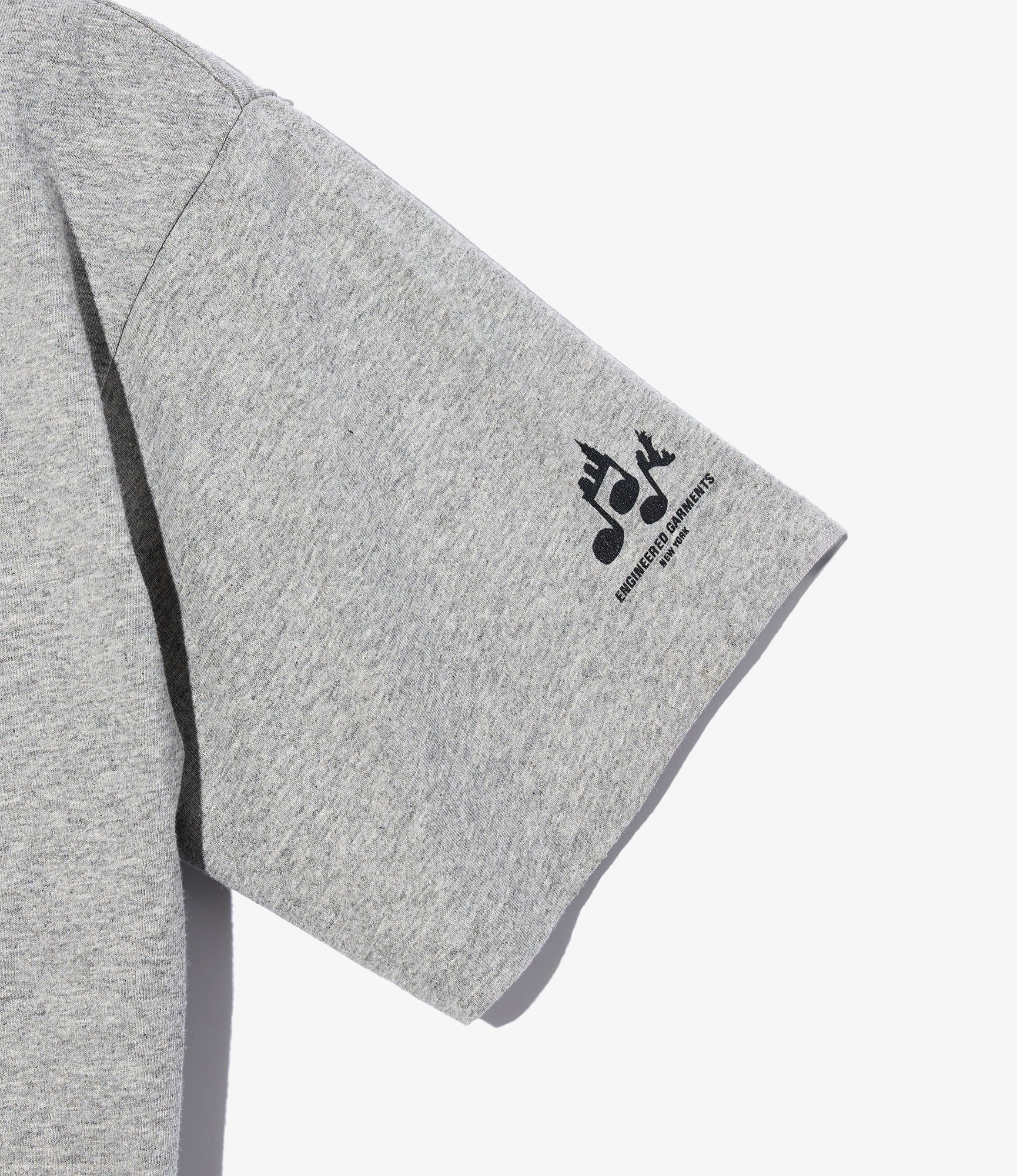 Printed Cross Crew Neck T-Shirt - Grey - Piano - Image 3