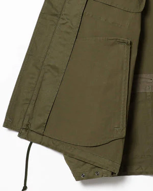 Engineered Garments x Pilgrim Surf Supply - Russel Zip Parka - Olive - Cotton Ventile - Image 4