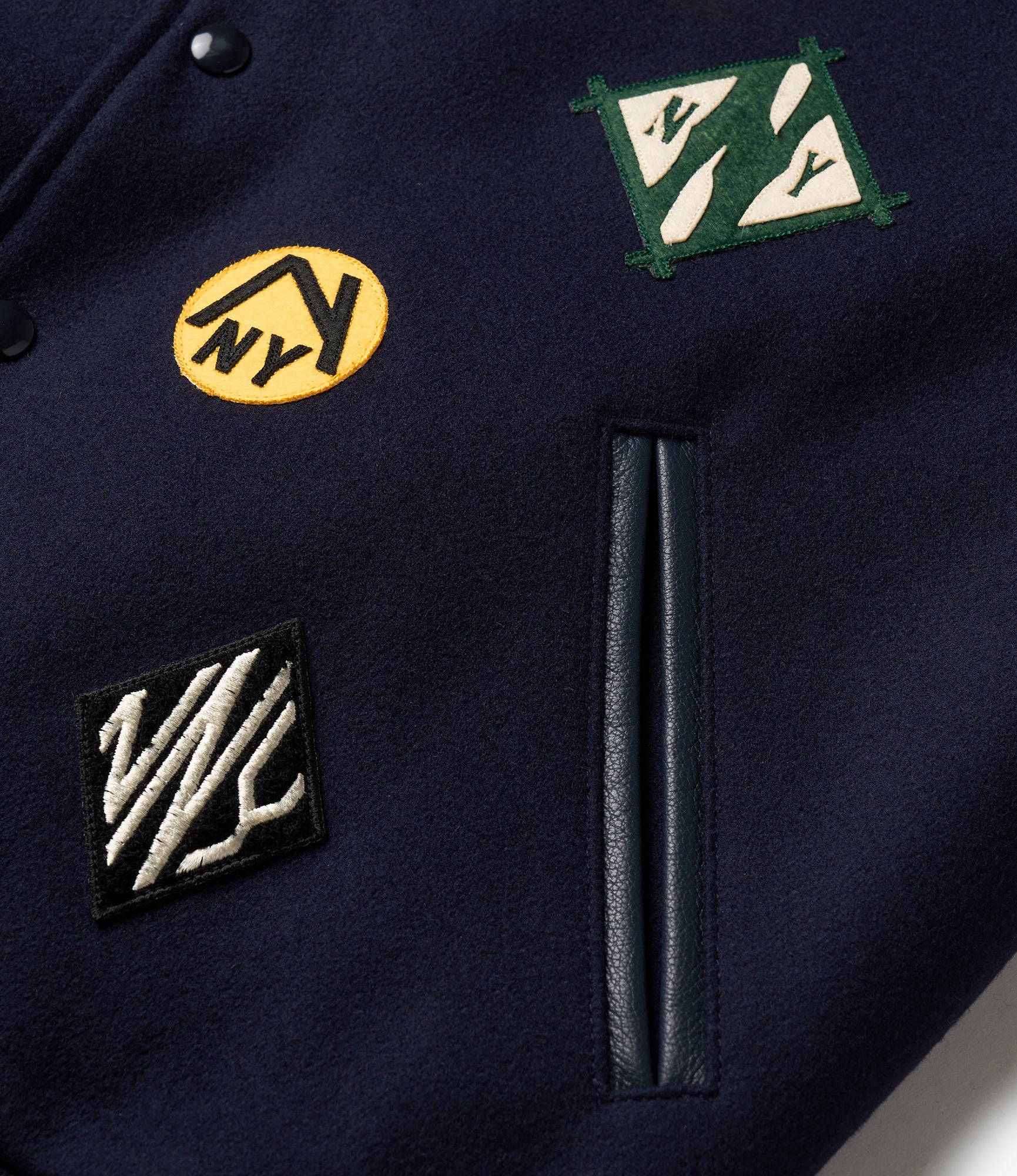 GDP x Golden Bear Varsity Jacket - Navy/Cream - Patches - Image 3