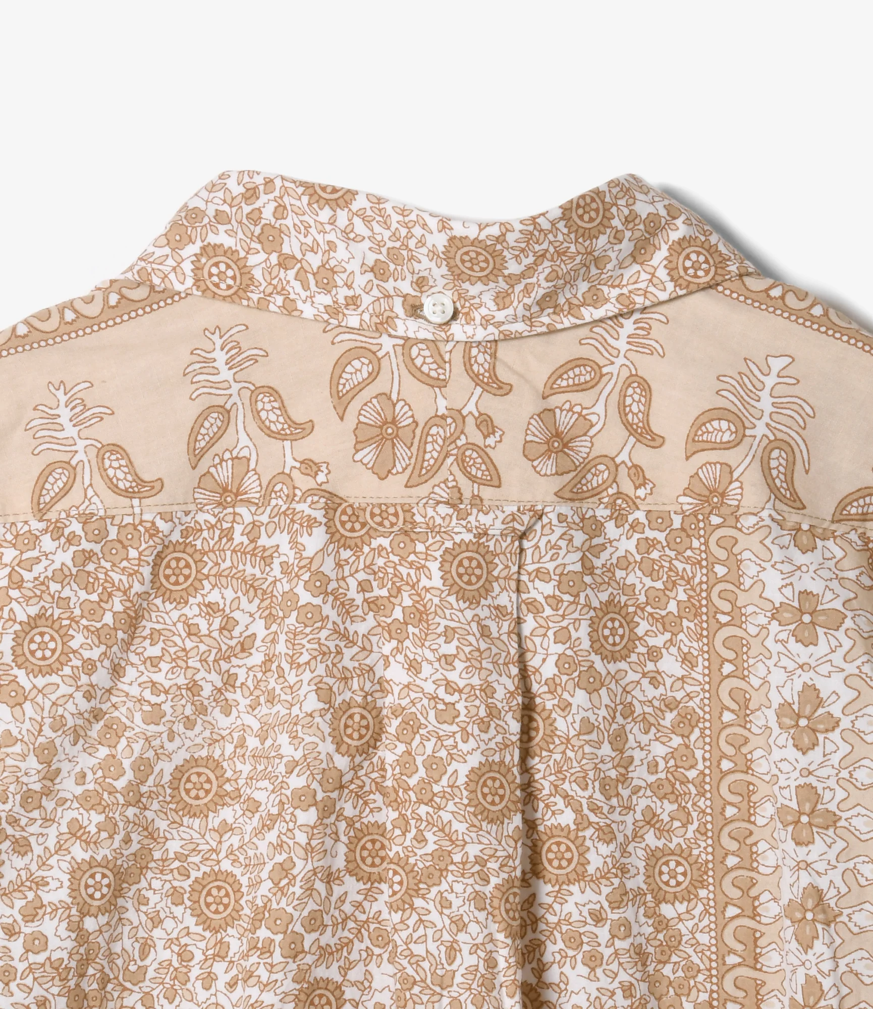 Popover BD Shirt - Khaki Cotton Floral Stripe - Image 5